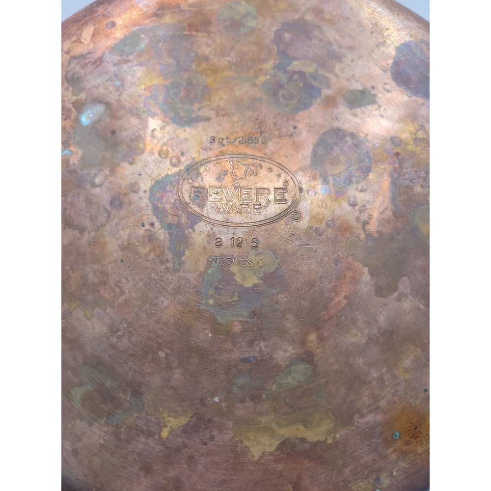 Vintage Revere Ware 3 Qt Saucepan Copper Clad Bottom Pot Lid‎ Indonesia... - Picture 5 of 7
